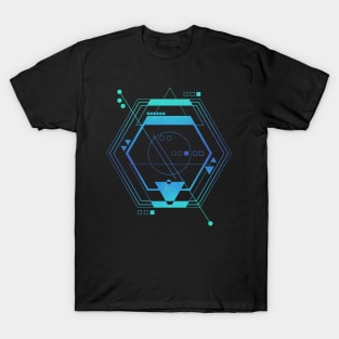 Blue Geometric galaxy ciberpunk abstract T-Shirt